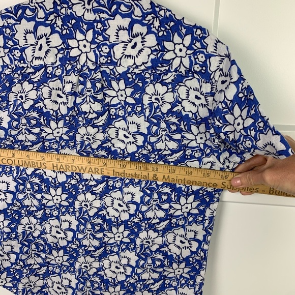 NEW Crewcuts Boys Size 8 Linen Blend Hawaiian Shirt Button Front Blue Floral - Picture 7 of 7